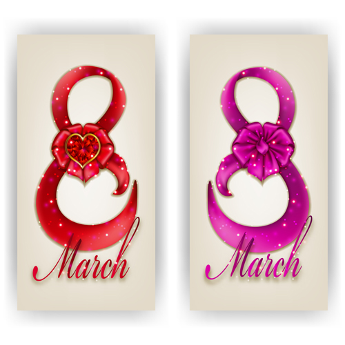 Shiny womens day vector cards womens day cards   