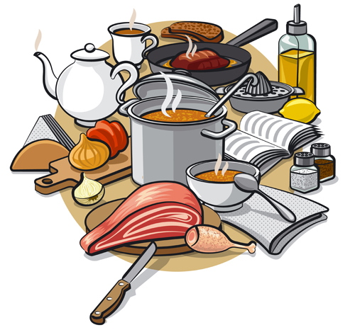 Cooking food design elements vectors 06 food elements design cooking   