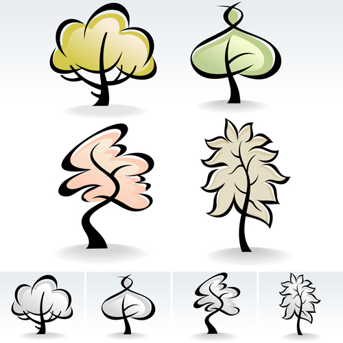 Drawing cute tree vector graphics 04 tree drawing cute   