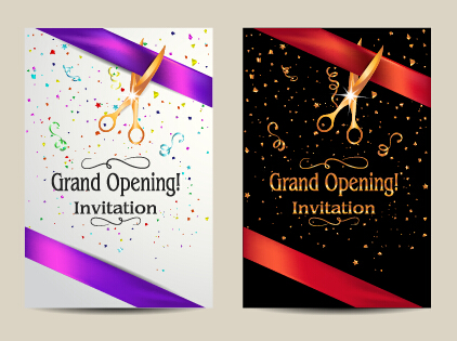 Vector big opening invitation cards set 02 opening invitation cards invitation   