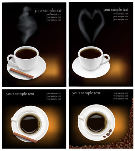 Black style Coffee art vector hot heart Coffee flavor aroma   