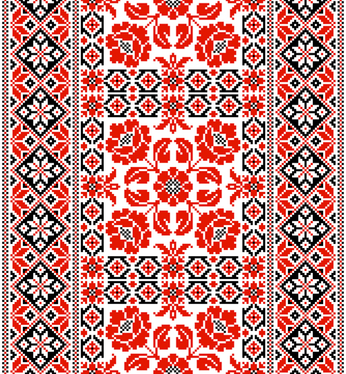 Ukrainian styles embroidery patterns vector set 05 Ukrainian patterns embroidery   