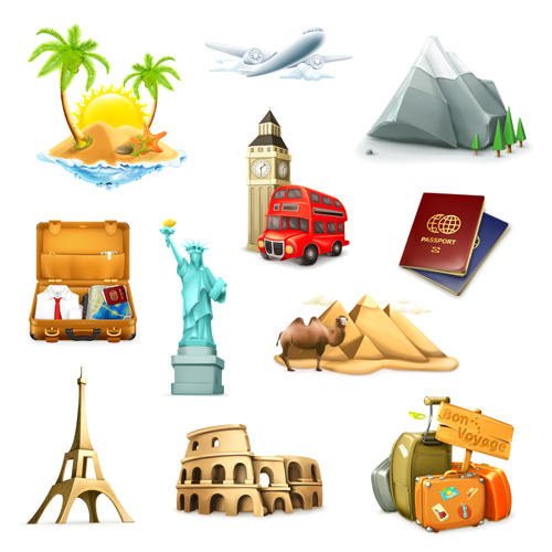 Vector Travel elements set 02 travel elements   