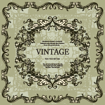 Vintage frame with floral elements vector 01 width vintage elements element   