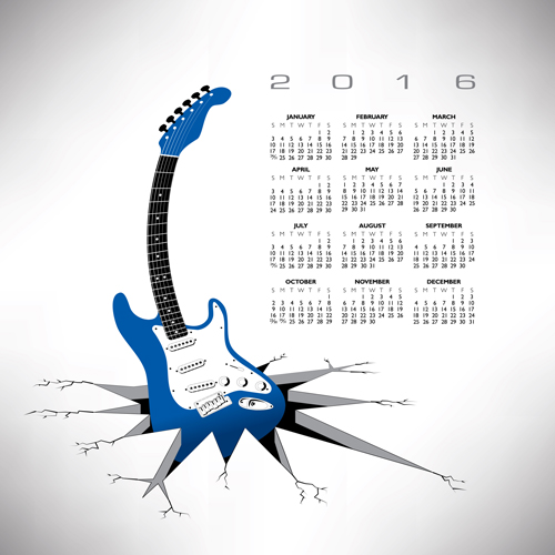 2016 Calendars with music vector design 03 music design calendars 2016   