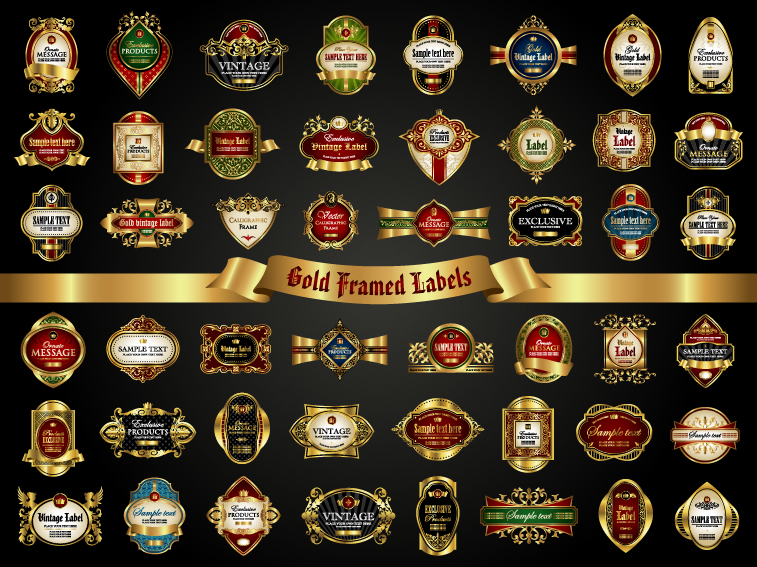 Classical golden labels luxury vector 01 luxury labels golden classical   