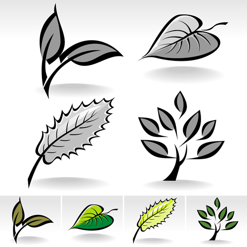 Simple leaf creative vector set 02 simple leaf creative   