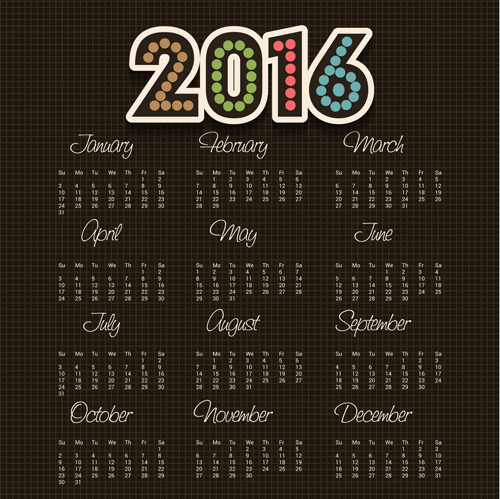 Black 2016 calendar vector material material calendar black 2016   