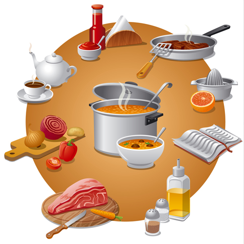 Cooking food design elements vectors 05 food elements design cooking   