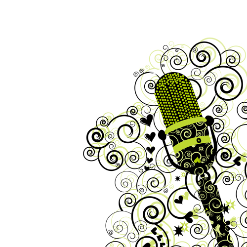 Floral microphone vector material vector material microphone material   