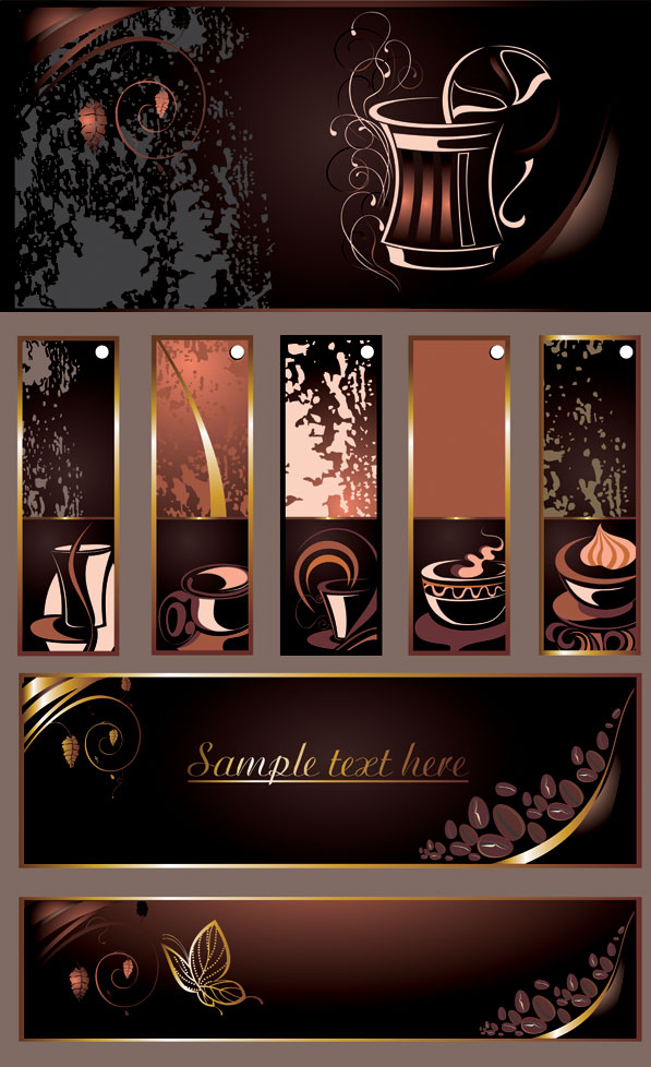Coffee style Vector Graphic 95881 wear ink coffee cup coffee beans coffee butterfly banner abstract   