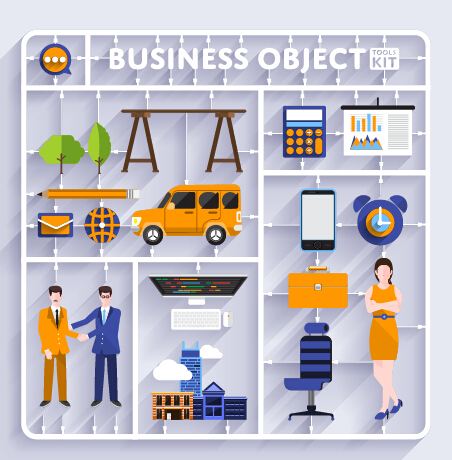 Business object flat vector design set 07 object flat business   