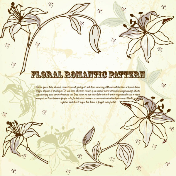 Drawing romantic floral vector background 02 romantic floral drawing   