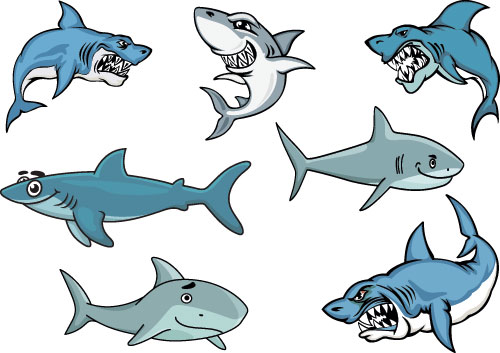 Vivid shark design vectors set 03 vivid shark   