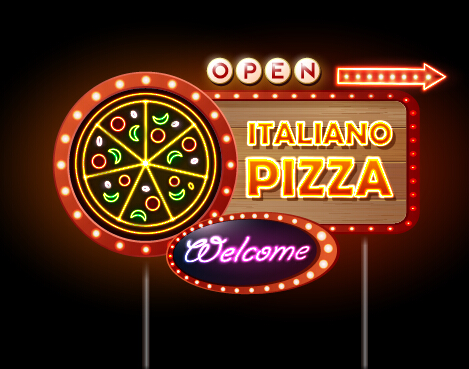 Pizza restaurants neon sign vector material 07 sign restaurant pizza neon   