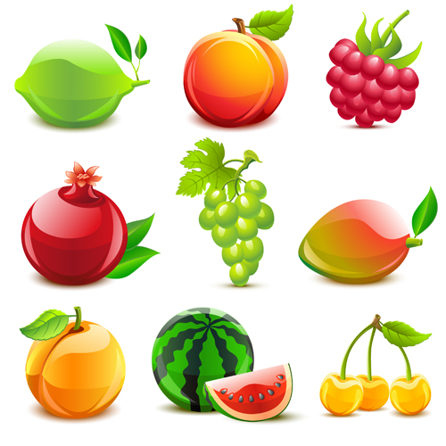 Elements of Various Glossy fruit vector 02 Various glossy fruit elements element   