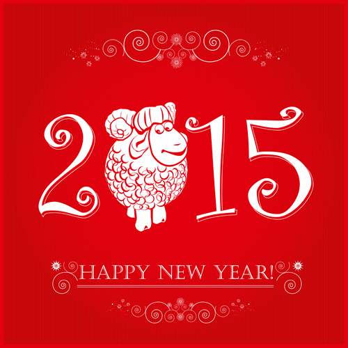 Vector set of 2015 sheep year background material 07 year sheep background material background 2015   