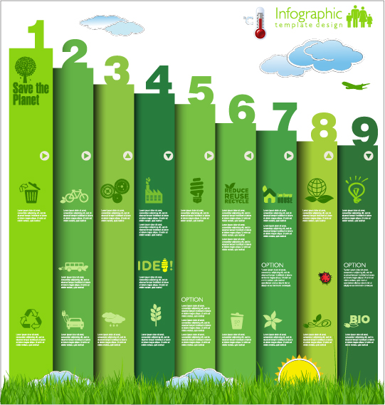 Modern ecology infographics green template vector 24 template modern infographics ecology   