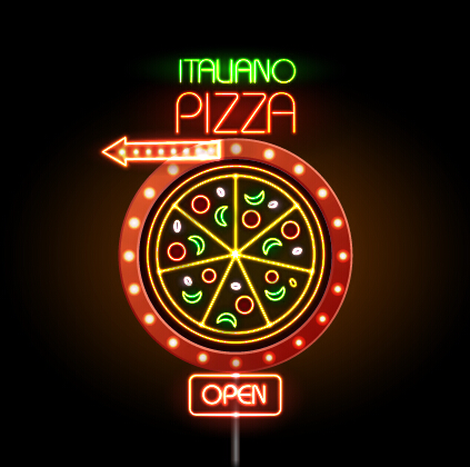 Pizza restaurants neon sign vector material 03 sign restaurant pizza neon   