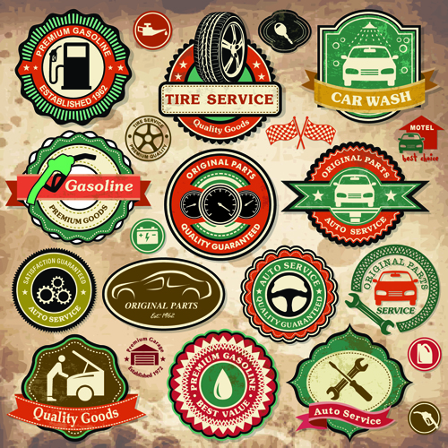 Different Car Service Labels vector 01 service labels label different car   