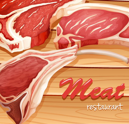 Meats with wood board vector wood Meats board   