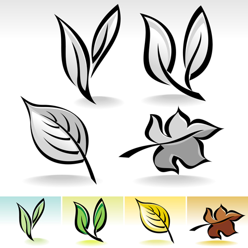 Simple leaf creative vector set 01 simple leaf creative   