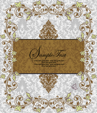 Floral retor Invitations background vector 03 invitation floral background vector background   