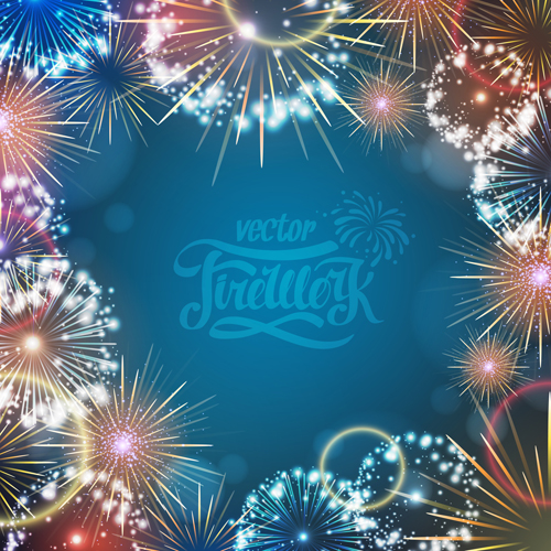 Holiday fireworks frame vector material 01 material holiday frame Fireworks   