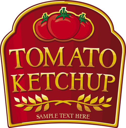 Creative tomato ketchup stickers vector tomato stickers ketchup creative   