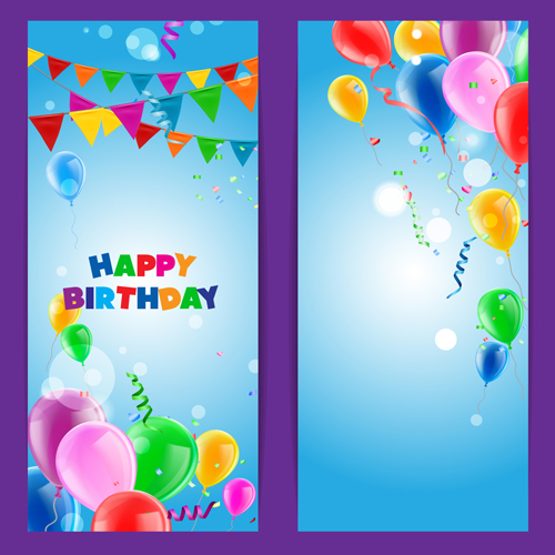 Confetti with colored balloons birthday banner vector 01 confetti birthday banner balloons   