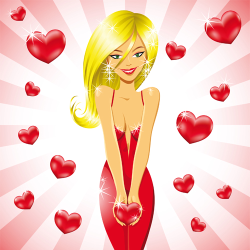 Beautiful Lady in red vector set 04 red lady beautiful   