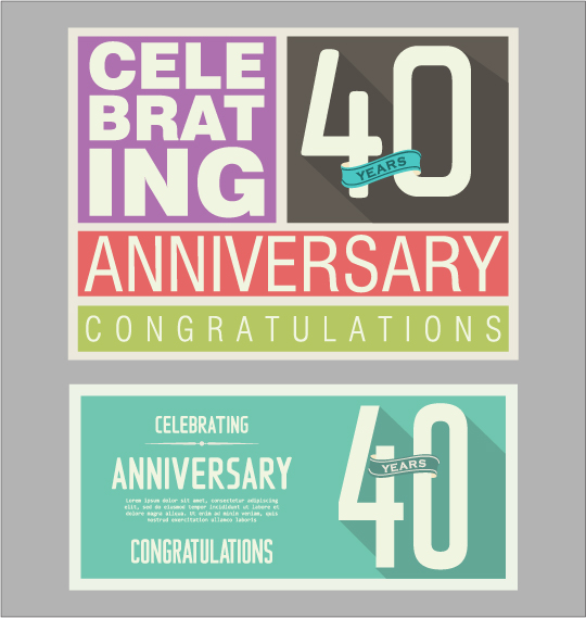 Vintage anniversary cards flat styles vector 06 vintage cards anniversary   