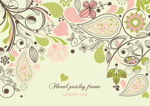 Set of floral Paisley elements frame vector 02 paisley frame floral elements element   