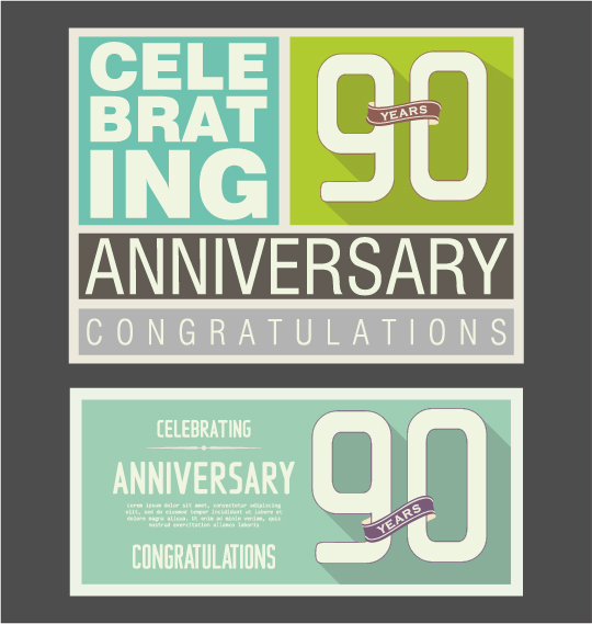 Vintage anniversary cards flat styles vector 09 vintage cards anniversary   