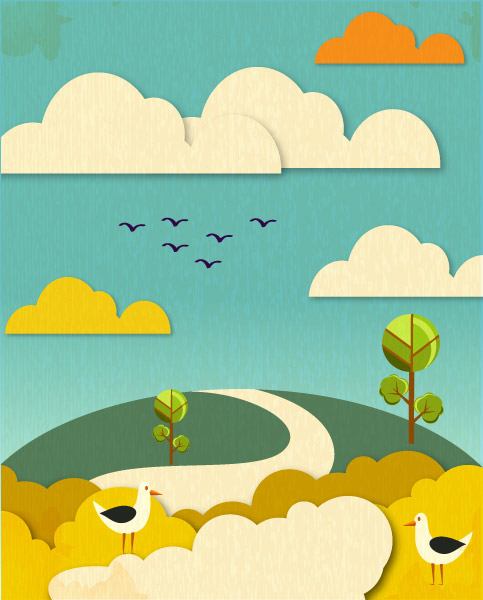 Paper cartoon natural scenery vector graphic vector graphic scenery paper natural cartoon   