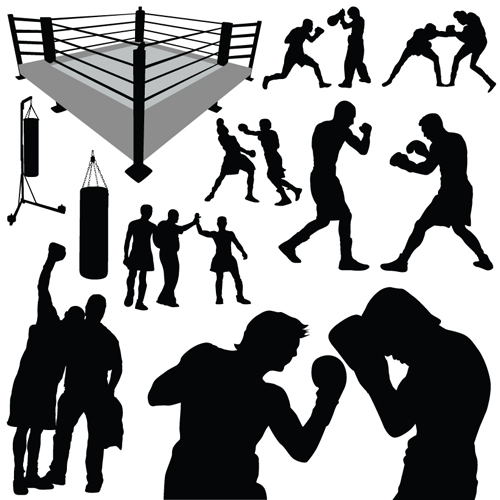 Set of Boxing design elements vector 05 elements element boxing   