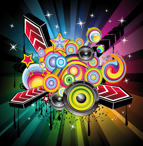 Bright Music Theme elements background vector 05 music elements element bright   