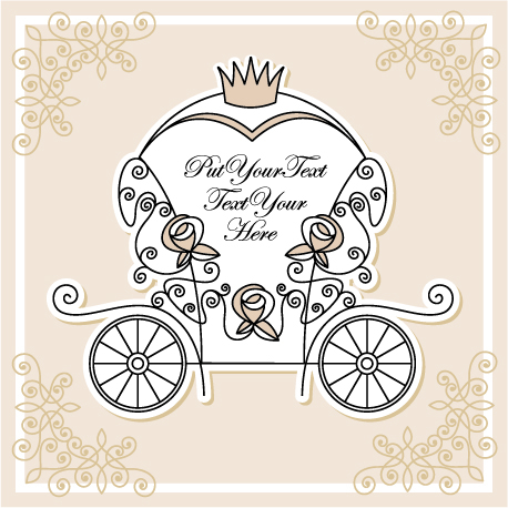 Wedding invitation with Carriage design vector 01 wedding invitation carriage   