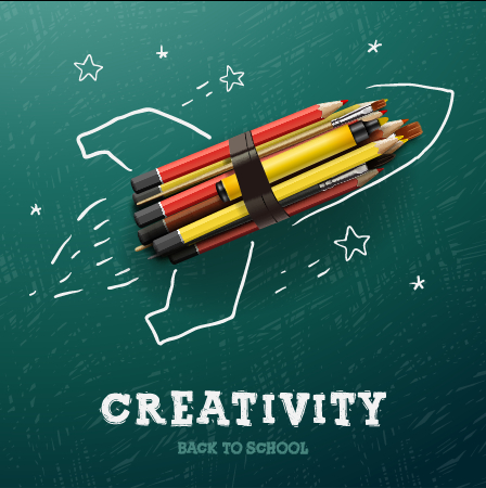 Creativity school design vector background 01 Vector Background school creativity background   