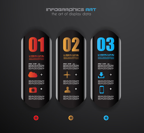 Dark style infographics business vector 13 style infographics dark business   