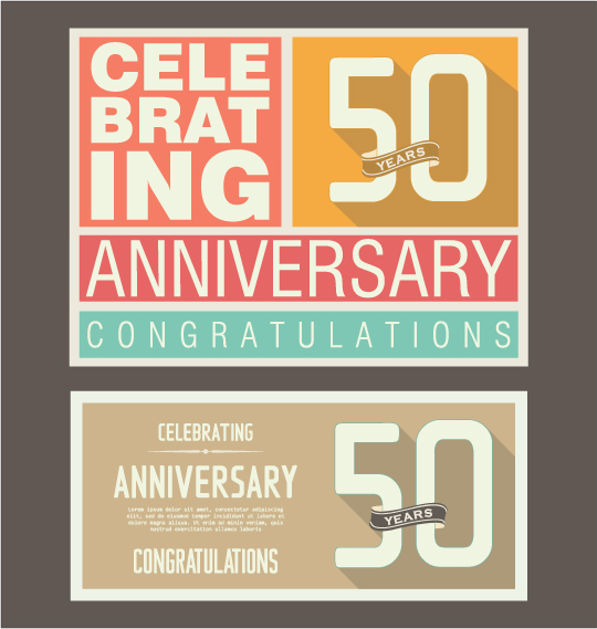 Vintage anniversary cards flat styles vector 07 vintage cards anniversary   