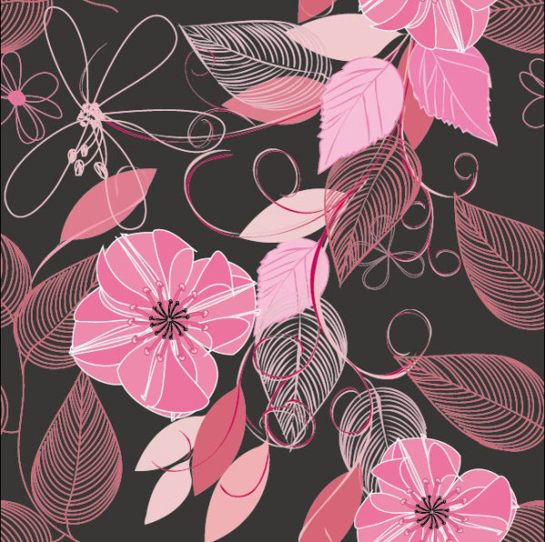Set of Drawing Seamless Flower Pattern vector 02 seamless pattern vector flower drawing   