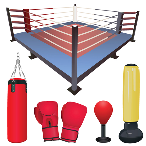 Set of Boxing design elements vector 04 elements element boxing   