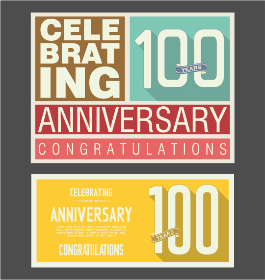 Vintage anniversary cards flat styles vector 03 vintage cards anniversary   