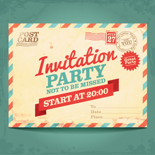 Party Invitation postcards vector material 02 postcards postcard party material invitation   