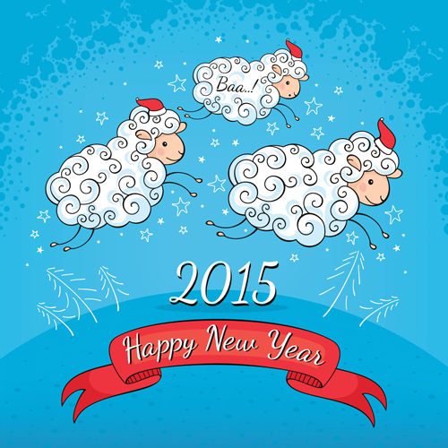 Vector set of 2015 sheep year background material 06 year sheep background material background 2015   