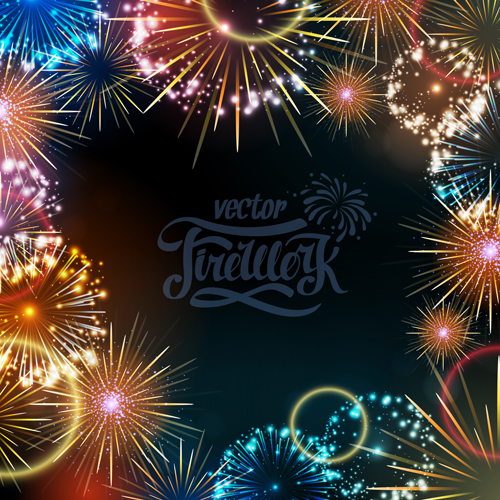 Holiday fireworks frame vector material 04 material holiday frame Fireworks   