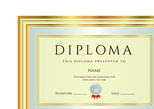 Gold diploma cover template 02 template vector template diploma   