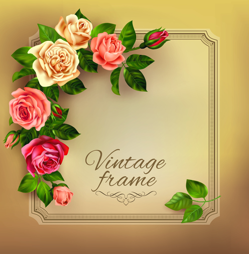 Beautiful roses with vintage cards vector material 03 vintage roses material cards beautiful   