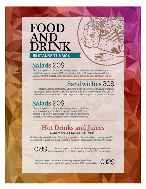 Food and drink sale poster vector   